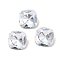 Glass Rhinestone Cabochons, Pointed Back & Back Plated, Faceted, Square, Alexandrite, 6x6x3.5mm