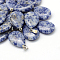 Teardrop Natural Blue Spot Jasper Pendants, with Platinum Tone Brass Findings, 25~29x16~17x5~6mm, Hole: 2x7mm