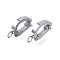 304 Stainless Steel Fold Over Clasps, Stainless Steel Color, 14.5x8x2mm, Hole: 1.8mm