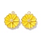 Alloy Enamel Pendants, Golden, Flower Charm, Yellow, 15.5x13x3.5mm, Hole: 1.4mm