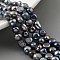 Dyed Natural Cultured Freshwater Pearl Beads Strands, Two Sides Polished, Black, 5~6mm, Hole: 0.5mm, about 31pcs/strand, 6.89''(17.5cm)
