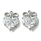 Brass Pendants, with Glass, Heart with Bowkont Charms, Real Platinum Plated, 16.5x12x4mm, Hole: 1.2mm