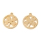 201 Stainless Steel Pendants, Manual Polishing, Ring with Clover PVD Vacuum Plating , Real 18K Gold Plated, 17x16x1.5mm, Hole: 1.2mm