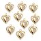 10Pcs Brass Micro Pave Cubic Zirconia Pendants, with Jump Rings, Golden, Heart, Clear, 19x18x2mm, Hole: 3.5mm