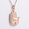 Vintage Gothic Stainless Steel Hamsa Hand Pendant Necklaces, Rose Gold