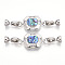 Brass Micro Pave Clear Cubic Zirconia Fold Over Clasps, Cadmium Free & Nickel Free & Lead Free, with Shell, Rectangle, Real 18K Gold Plated, 60mm