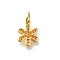 Brass Micro Pave Orange Cubic Zirconia Pendants, with Jump Ring, Long-Lasting Plated, Lead Free & Cadmium Free, Flower Charms, Real 18K Gold Plated, 12.5x9x2mm, Hole: 3.5mm