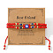 Handmade Glass & Natural Lapis Lazuli Rondelle Beaded Multi-layered Braided Bead Bracelets, Enamel Evil Eye Jewelry for Men Women, with Greeting Card, Inner Diameter: 11 inch(28cm)