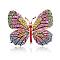Shiny Alloy Rhinestone Brooch Pins for Women Girl, Butterfly, Rose, 38x45mm