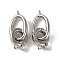 Brass Fold Over Clasps, Cadmium Free & Nickel Free & Lead Free, Oval, Platinum, 28mm, Hole: 1.4mm