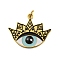 Ion Plating(IP) 304 Stainless Steel Pendants, with Enamel and Jump Ring, Evil Eye Charm, Golden, 17x21x1.5mm, Hole: 2.5mm