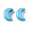 Spray Painted Brass Charms, Moon, Cornflower Blue, 10x8x6mm, Hole: 2mm