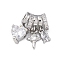 Brass Micro Pave Cubic Zirconia Pendants, Cadmium Free & Nickel Free & Lead Free, Flat Round, Platinum, 17x16x7mm, Hole: 3mm