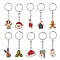 Christmas Theme Resin Pendant Keychain, with Iron Keychain Clasp, Mixed Shapes, Mixed Color, 8.2cm, 10pcs/set