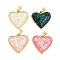 Rack Plating Brass Pendants, with with Resin Imitation Opal, Long-Lasting Plated, Cadmium Free & Lead Free,  Real 18K Gold Plated, Heart, Mixed Color, 17x18x6mm, Hole: 4x2.5mm