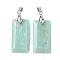 Natural Amazonite Faceted Pendants, Rectangle Charms with Platinum Tone Brass Pinch Bails, 25x13x4mm, Hole: 5x4mm