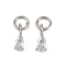Brass Micro Pave Cubic Zirconia Pendants, Teardrop Charms, with Jump Ring, Long-Lasting Plated, Cadmium Free & Lead Free, Rack Plating, Platinum, 8.5x3.5x3mm, Hole: 3mm