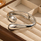 Teardrop 304 Stainless Steel Hinged Bangles for Women, Stainless Steel Color
