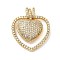 Brass Micro Pave Cubic Zirconia Pendants, Lead Free & Cadmium Free, Long-Lasting Plated, Heart, Real 18K Gold Plated, 26.5x24x6.5mm, Hole: 4x2.7mm