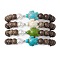 Synthetic Howlite & Turquoise Beaded Stretch Bracelets, with ABS Plastic Imitation Pearl Round Beads & Wood Beads, Sea Turtle, Inner Diameter: 2 inch(5cm)