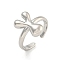 Brass Letter Open Cuff Rings for Women, Cadmium Free & Lead Free, Adjustable, Platinum, Letter Y, 15~16.5x7~16.5mm