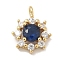 Rack Plating Brass Micro Pave Cubic Zirconia Pendants, Long-Lasting Plated, Lead Free & Cadmium Free, Flower Charms, Real 18K Gold Plated, 13x10.5x4mm, Hole: 1.8mm