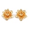 Brass Bead Caps, Flower, Nickel Free, Real 18K Gold Plated, 15x16x6.5mm, Hole: 1mm