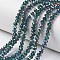 Electroplate Transparent Glass Beads Strands, Half Multi-color Plated, Faceted, Rondelle, Green, 4x3mm, Hole: 0.4mm, about 110~115pcs/strand, 39~40cm