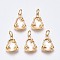 Brass Micro Pave Clear Cubic Zirconia Pendants, White Sea Shell, with Jump Rings, Nickel Free, Real 18K Gold Plated, Bell with Star, White, 17.5x10.5x4mm, Jump Ring: 5x0.8mm, 3mm inner diameter