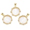 3Pcs Eco-friendly Brass Micro Pave Clear Cubic Zirconia Pendants, with Natural Shell, Long-Lasting Plated, Real 18K Gold Plated, Cadmium Free & Lead Free, Flat Round, Floral White, 24.5x21x3mm, Hole: 4.5x3.6mm