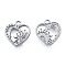 Tarnish Resistant 304 Stainless Steel Pendant Rhinestone Settings, Heart with Sun, Stainless Steel Color, Fit For 1mm Rhinestone, 19x17x2mm, Hole: 2mm