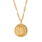 Golden Stainless Steel Micro Pave Cubic Zirconia Pendant Necklaces, Moon, 15.75 inch(40cm)