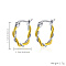 Two Tone Stainless Steel Hoop Earrings, Golden & Stainless Steel Color, 17x17mm