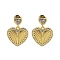 Heart Brass Pave Clear Cubic Zirconia Stud Earrings, Real 18K Gold Plated, 23x16.5mm