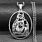 201 Stainless Steel Oval with Hollow Juses Pendant Necklaces, Stainless Steel Color, 23.62 inch(60cm)