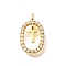 Brass Micro Pave Cubic Zirconia Pendants, Cadmium Free & Nickel Free & Lead Free, Real 18K Gold Plated, Oval with Letter Charms, Letter T, 18.5x11x3.5mm, Hole: 2x1.5mm