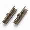 Brass Ribbon Crimp Ends, Rectangle, Antique Bronze, 7x25mm, Hole: 1x3mm