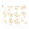 Alloy Cabochons, 12 Constellation, UV Resin Filling Materilal, Golden, 16~27x8~20x3mm, 12pcs/set