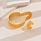 Vintage Middle Eastern Alloy Hollow Bracelet and Ring Set for Wedding, Golden