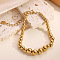 304 Stainless Steel Beaded Bracelets for Women, Round, Golden, 6-7/8 inch(17.6cm)