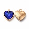 Faceted Glass Rhinestone Pendants, with Golden Tone Zinc Alloy Findings, Heart Charms, Blue, 16.5x14x6.5mm, Hole: 1.6mm