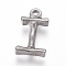 Tarnish Resistant 304 Stainless Steel Pendants, Bamboo Shaped Letter, Stainless Steel Color, Letter.I, 17.5~19x10~16x3~4mm, Hole: 1.8~2mm