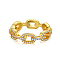 925 Sterling Silver Oval Finger Ring with Clear Cubic Zirconia, Golden, US Size 7(17.3mm)