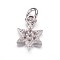 Brass Micro Pave Cubic Zirconia Pendants, for Jewish, Star of David Charms, Platinum, 9.5x6.5x2mm, Hole: 2mm