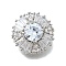Brass Micro Pave Cubic Zirconia Pendants, Round, Lead Free & Cadmium Free, Rack Plating, Platinum, 9.5x19mm, Hole: 1.3mm