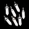 Bullet Imitation Jade Glass Pointed Pendants, with Alloy Findings, White, 39x12mm, Hole: 3x4mm