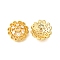 Flower Brass Micro Pave Clear Cubic Zirconia Bead Caps, Long-Lasting Plated, Cadmium Free & Lead Free, Rack Plating, Real 18K Gold Plated, 14x4.5mm, Hole: 2mm