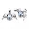 Brass Cubic Zirconia Pendant, Angel Wings, Platinum, Deep Sky Blue, 11.5x21x5mm, Hole: 4x5mm