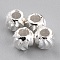 Brass Beads, Long-Lasting Plated, Corrugated Round, 925 Sterling Silver Plated, 3x2.5mm, Hole: 1.2mm