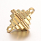 Bicone Brass Magnetic Clasps with Loops, Golden, 16x11mm, Hole: 1.5mm